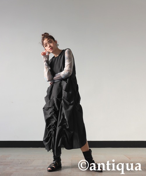 antiqua（アンティカ）の「ギャザーボリュームワンピース（ワンピース・レディース・ブルー/ブラック・ONESIZE）」の7枚目の写真