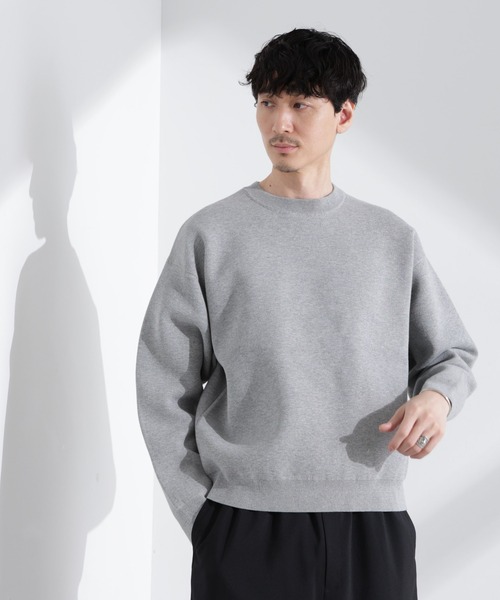 セール】「大人のスウェット」スウェットライク接結クルーネックニット