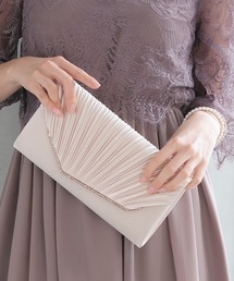 haremode | 結婚式 お呼ばれ 謝恩会 成人式 対応 クラッチバッグ 変形フラップ サテン ビジューライン チェーン付き2WAY パーティ オケージョン バッグ(クラッチバッグ)