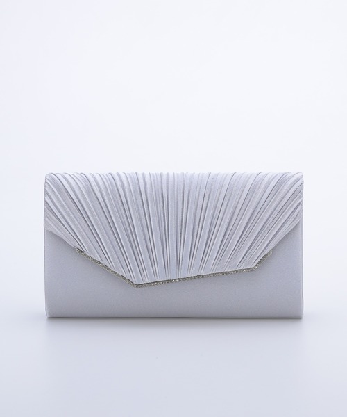 haremode（ハレモード）の「結婚式 お呼ばれ 謝恩会 成人式 対応 クラッチバッグ 変形フラップ サテン ビジューライン チェーン付き2WAY パーティ オケージョン バッグ（クラッチバッグ・レディース・ブラック/シルバー/ベージュ・FREE）」の5枚目の写真