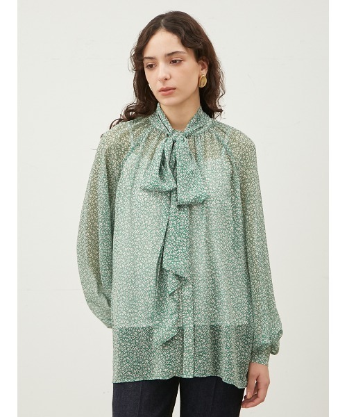 ブラウス シャツ 「WEB限定」2WAY花柄シアーボウタイブラウス「ウォッシャブル」 レディース WEB限定】2WAY花柄シアーボウタイブラウス【ウォッシャブル