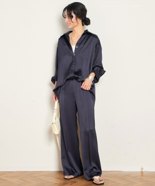 AP STUDIO（エーピーストゥディオ）の「サテンプルオンパンツ（その他パンツ・レディース・ネイビー/カーキ・38/36）」の5枚目の写真