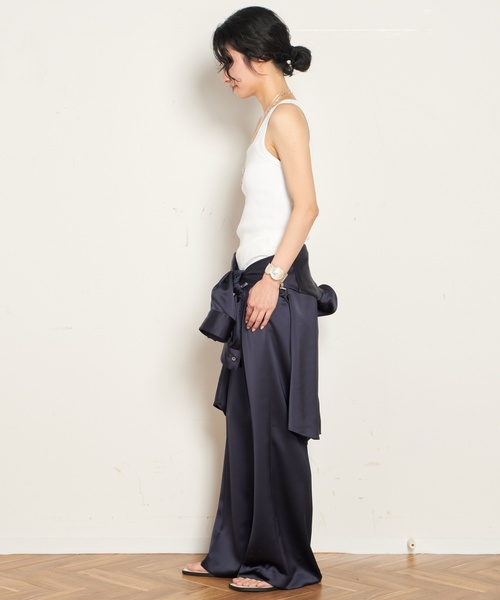 AP STUDIO（エーピーストゥディオ）の「サテンプルオンパンツ（その他パンツ・レディース・ネイビー/カーキ・38/36）」の9枚目の写真