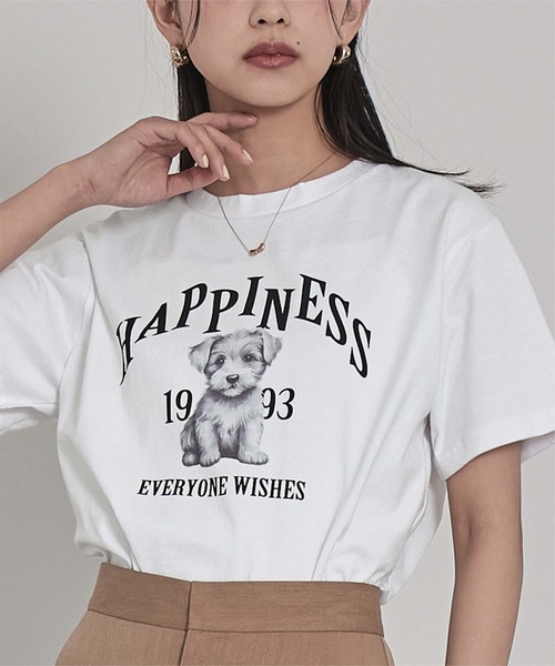 miette(ミエット)の「dogプリントTシャツ(Tシャツ/カットソー・レディース・ホワイト系その他/グレー系その他/ホワイト系その他2/グレー系その他2・FREE)」の1枚目の写真