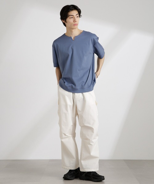 NANO universe(ナノユニバース)の「50/-シルケットスムースキーネックTシャツ(Tシャツ/カットソー・メンズ・ホワイト/ブルー/ブラック・M/L/S)」の14枚目の写真