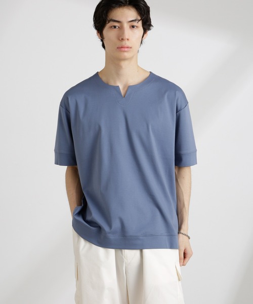 NANO universe(ナノユニバース)の「50/-シルケットスムースキーネックTシャツ(Tシャツ/カットソー・メンズ・ホワイト/ブルー/ブラック・M/L/S)」の11枚目の写真