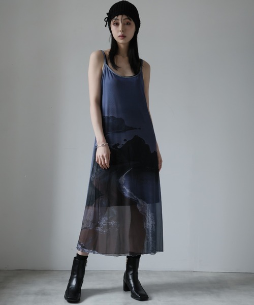 Ulysses（ユリシス）の「アートプリントシアーワンピース（ワンピース・レディース・グレー/ブラック・F）」の2枚目の写真