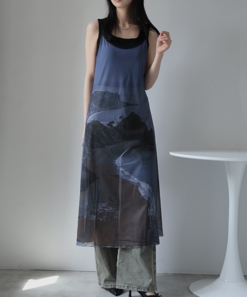 Ulysses（ユリシス）の「アートプリントシアーワンピース（ワンピース・レディース・グレー/ブラック・F）」の7枚目の写真