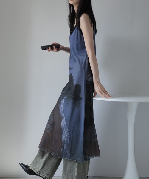 Ulysses（ユリシス）の「アートプリントシアーワンピース（ワンピース・レディース・グレー/ブラック・F）」の11枚目の写真