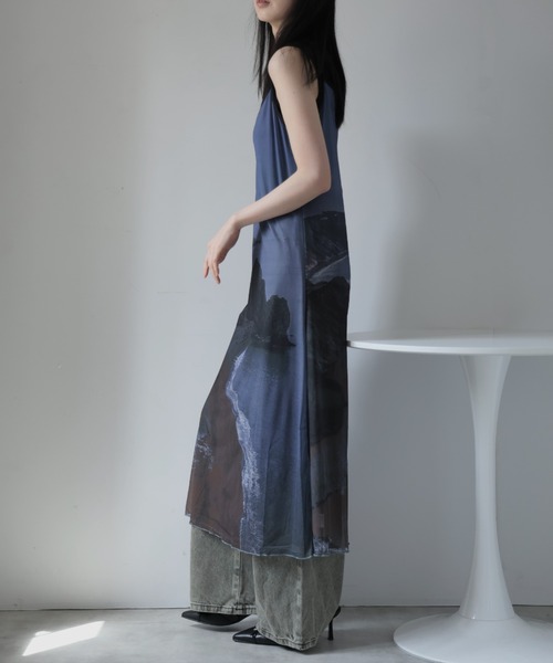 Ulysses（ユリシス）の「アートプリントシアーワンピース（ワンピース・レディース・グレー/ブラック・F）」の12枚目の写真