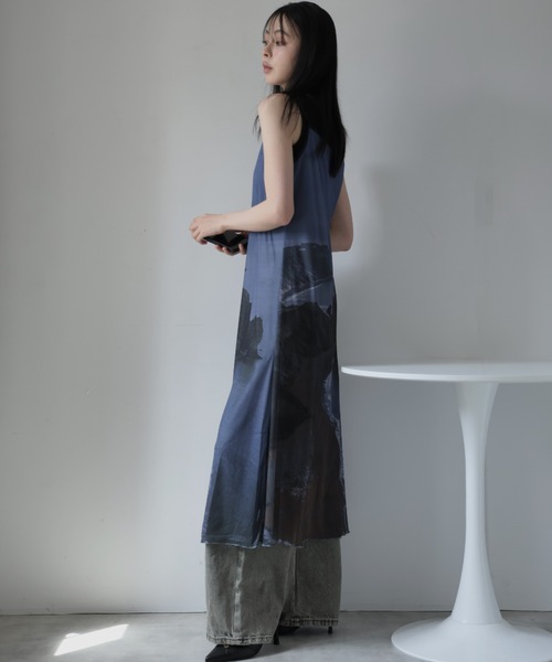 Ulysses（ユリシス）の「アートプリントシアーワンピース（ワンピース・レディース・グレー/ブラック・F）」の13枚目の写真