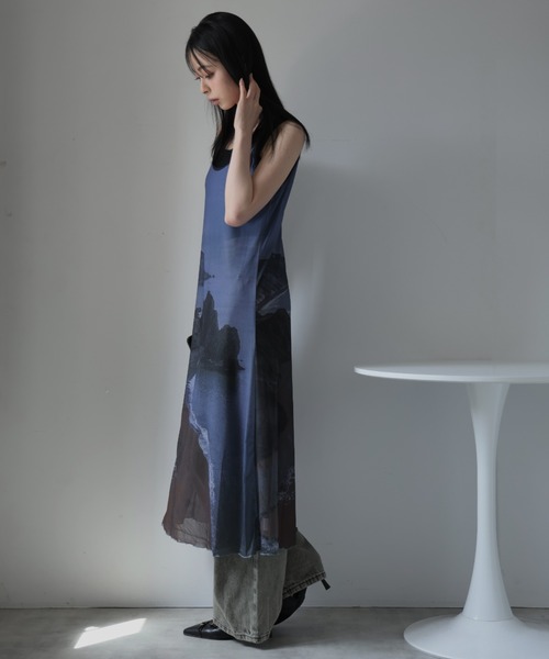 Ulysses（ユリシス）の「アートプリントシアーワンピース（ワンピース・レディース・グレー/ブラック・F）」の14枚目の写真