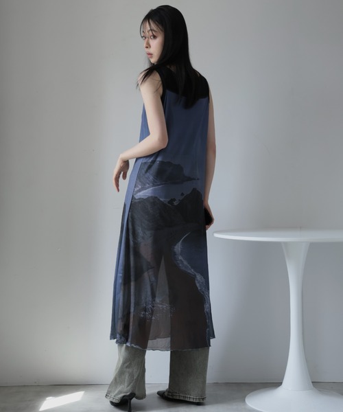 Ulysses（ユリシス）の「アートプリントシアーワンピース（ワンピース・レディース・グレー/ブラック・F）」の15枚目の写真