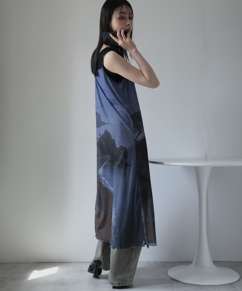 Ulysses（ユリシス）の「アートプリントシアーワンピース（ワンピース・レディース・グレー/ブラック・F）」の17枚目の写真