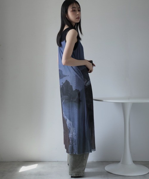 Ulysses（ユリシス）の「アートプリントシアーワンピース（ワンピース・レディース・グレー/ブラック・F）」の18枚目の写真