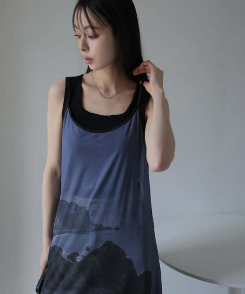 Ulysses（ユリシス）の「アートプリントシアーワンピース（ワンピース・レディース・グレー/ブラック・F）」の19枚目の写真