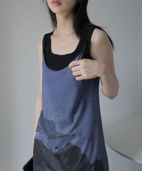 Ulysses（ユリシス）の「アートプリントシアーワンピース（ワンピース・レディース・グレー/ブラック・F）」の20枚目の写真