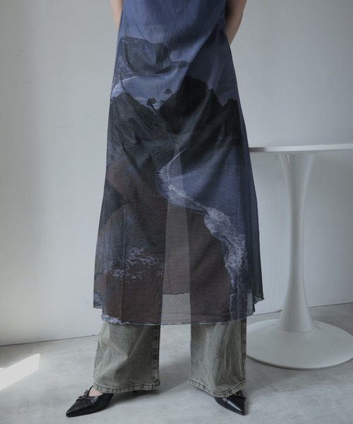 Ulysses（ユリシス）の「アートプリントシアーワンピース（ワンピース・レディース・グレー/ブラック・F）」の21枚目の写真