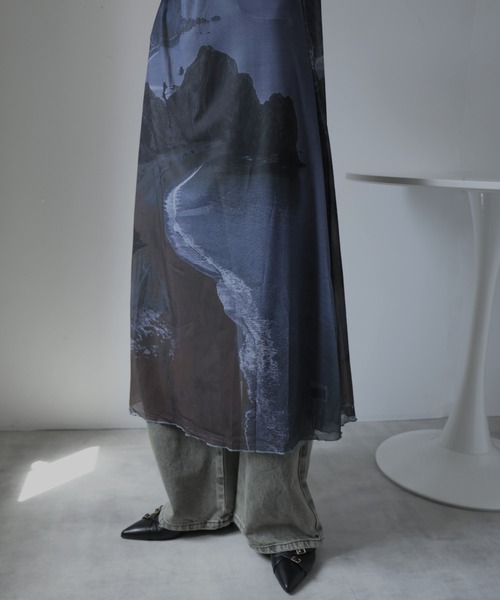 Ulysses（ユリシス）の「アートプリントシアーワンピース（ワンピース・レディース・グレー/ブラック・F）」の22枚目の写真