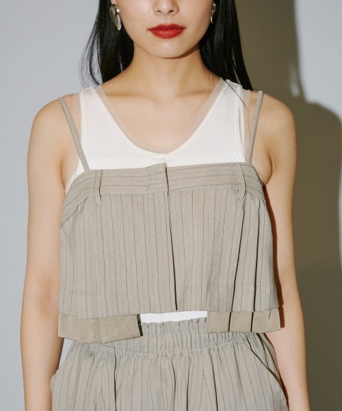 terrace(テラス)の「ヘリンボーンストライプキャミトップ(その他トップス・レディース・チャコールグレー/ベージュ/ブラック・MEDIUM)」の12枚目の写真