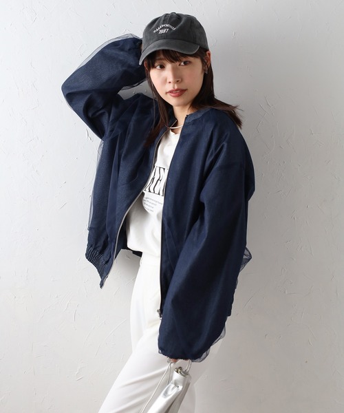 デニムとチュールのレイヤードジャケット　デニムジャケット　デニム　ジャケット Maison MIHARA YASUHIRO｜3レイヤードデニムジャケット