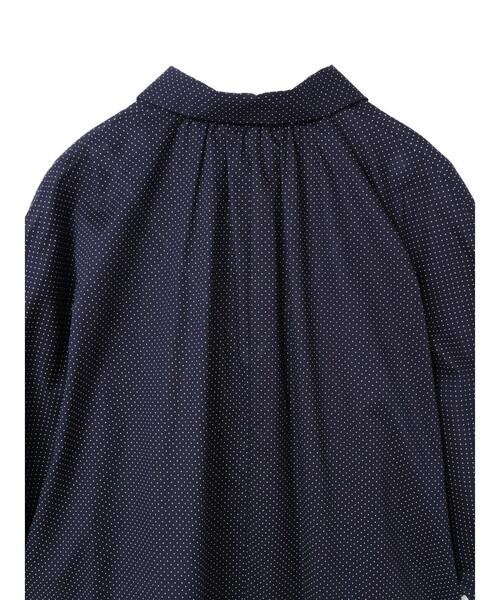 ミズイロインド　ワイド　変形　Tシャツ　黒 セール】mizuiro ind ドットギャザードルマンシャツ（シャツ