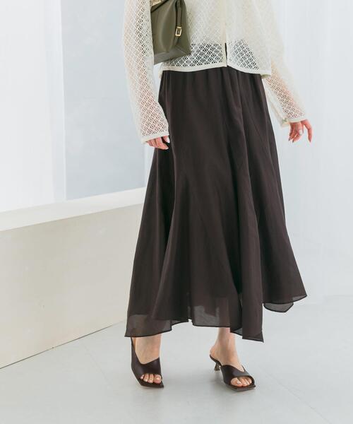 URBAN RESEARCH ROSSO WOMEN(アーバンリサーチ ロッソ)の「コットンシルクヘムデザインギャザースカート(スカート・レディース・ライトブルー/レッド/ダークブラウン・FREE)」の2枚目の写真