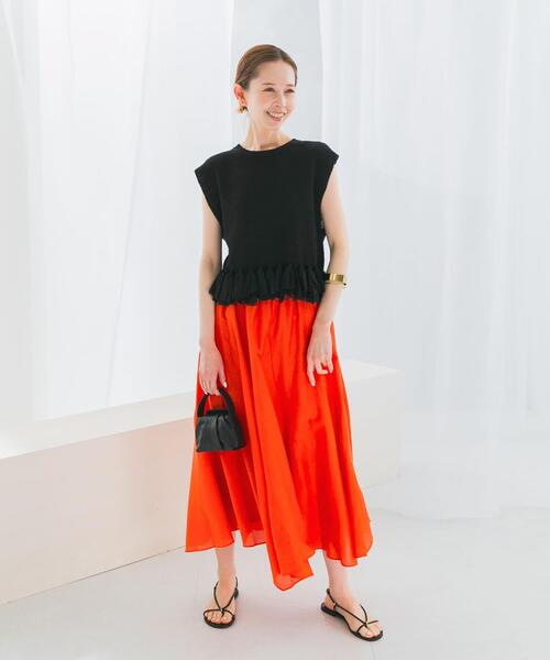 アーバンリサーチ ロッソ（URBAN RESEARCH ROSSO）/コットンシルクヘムデザインギャザースカート セール】コットンシルクヘムデザインギャザースカート（スカート