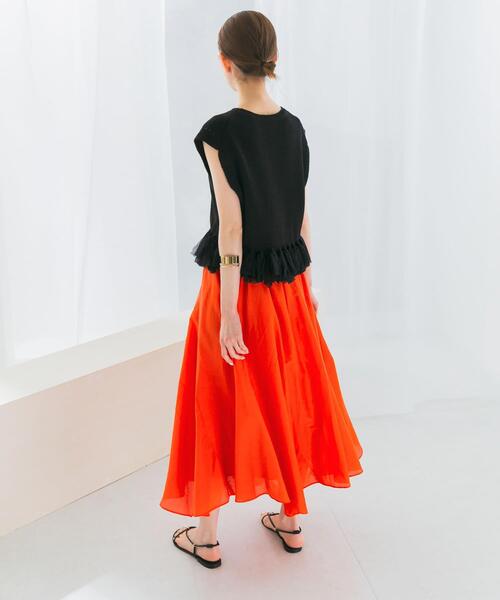 URBAN RESEARCH ROSSO WOMEN(アーバンリサーチ ロッソ)の「コットンシルクヘムデザインギャザースカート(スカート・レディース・ライトブルー/レッド/ダークブラウン・FREE)」の7枚目の写真