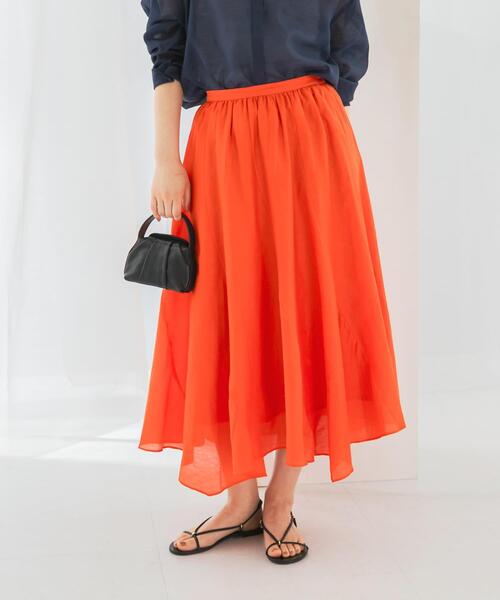 URBAN RESEARCH ROSSO WOMEN(アーバンリサーチ ロッソ)の「コットンシルクヘムデザインギャザースカート(スカート・レディース・ライトブルー/レッド/ダークブラウン・FREE)」の8枚目の写真
