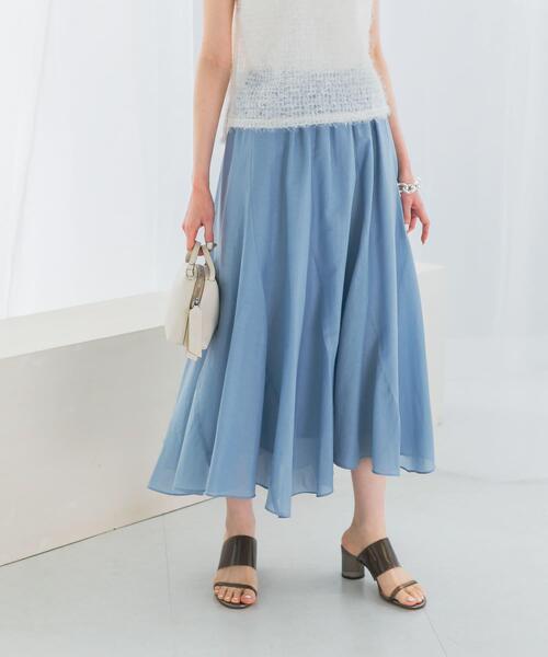 URBAN RESEARCH ROSSO WOMEN(アーバンリサーチ ロッソ)の「コットンシルクヘムデザインギャザースカート(スカート・レディース・ライトブルー/レッド/ダークブラウン・FREE)」の12枚目の写真