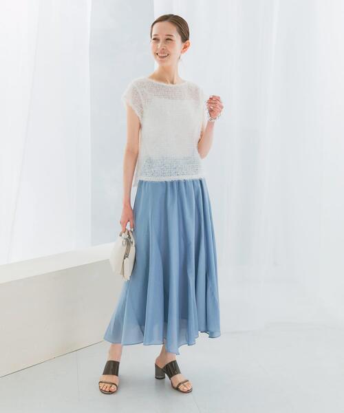 URBAN RESEARCH ROSSO WOMEN(アーバンリサーチ ロッソ)の「コットンシルクヘムデザインギャザースカート(スカート・レディース・ライトブルー/レッド/ダークブラウン・FREE)」の13枚目の写真