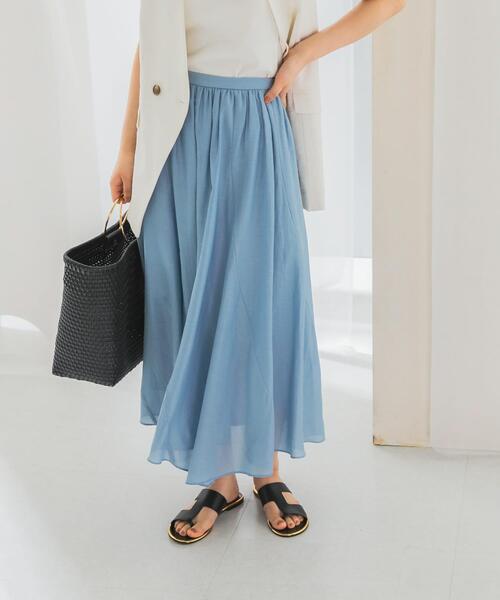 URBAN RESEARCH ROSSO WOMEN(アーバンリサーチ ロッソ)の「コットンシルクヘムデザインギャザースカート(スカート・レディース・ライトブルー/レッド/ダークブラウン・FREE)」の16枚目の写真