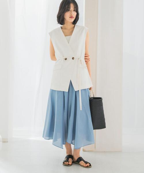 URBAN RESEARCH ROSSO WOMEN(アーバンリサーチ ロッソ)の「コットンシルクヘムデザインギャザースカート(スカート・レディース・ライトブルー/レッド/ダークブラウン・FREE)」の17枚目の写真