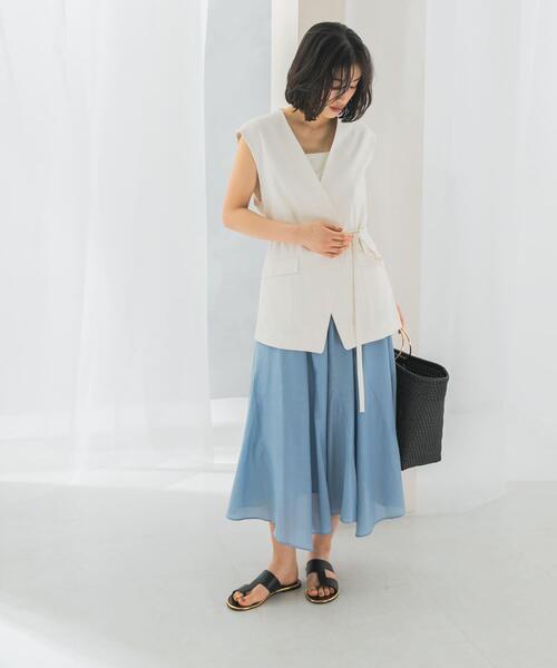 URBAN RESEARCH ROSSO WOMEN(アーバンリサーチ ロッソ)の「コットンシルクヘムデザインギャザースカート(スカート・レディース・ライトブルー/レッド/ダークブラウン・FREE)」の18枚目の写真