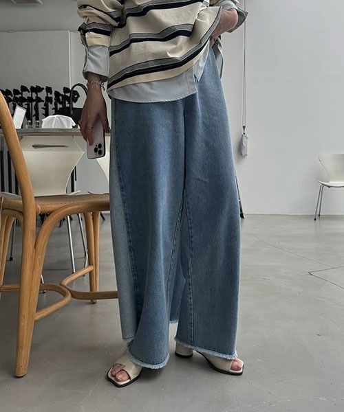 WILLFULLY(ウィルフリー)の「2way wrap tapered denim pants(デニムパンツ・レディース・ブラック/ブルー・S/M)」の15枚目の写真