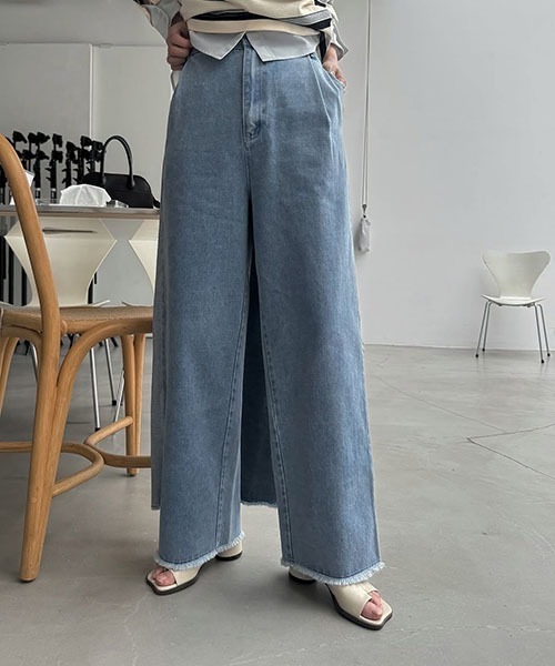 WILLFULLY(ウィルフリー)の「2way wrap tapered denim pants(デニムパンツ・レディース・ブラック/ブルー・S/M)」の12枚目の写真