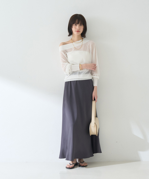 Rouge vif（ルージュヴィフ）の「ヴィンテージライクキュプラバイヤスロングスカート（スカート・レディース・サックスブルー/スミクロ/グレイッシュベージュ・38/36）」の20枚目の写真