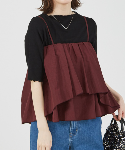 abahouse mavie（アバハウスマヴィ）の「【セットアップ対応】シャイニータフタビスチェ/春服/夏服（キャミソール・レディース・ブラウン/ブラック/グレー・フリー）」の3枚目の写真