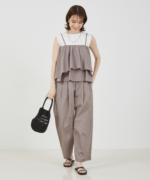 abahouse mavie（アバハウスマヴィ）の「【セットアップ対応】シャイニータフタビスチェ/春服/夏服（キャミソール・レディース・ブラウン/ブラック/グレー・フリー）」の4枚目の写真