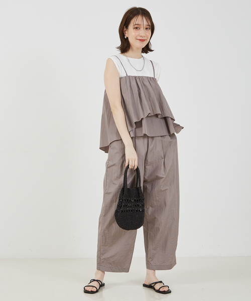 abahouse mavie（アバハウスマヴィ）の「【セットアップ対応】シャイニータフタビスチェ/春服/夏服（キャミソール・レディース・ブラウン/ブラック/グレー・フリー）」の5枚目の写真