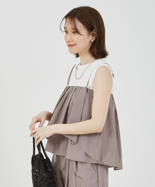 abahouse mavie（アバハウスマヴィ）の「【セットアップ対応】シャイニータフタビスチェ/春服/夏服（キャミソール・レディース・ブラウン/ブラック/グレー・フリー）」の7枚目の写真