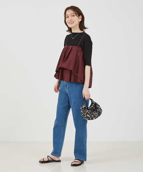 abahouse mavie（アバハウスマヴィ）の「【セットアップ対応】シャイニータフタビスチェ/春服/夏服（キャミソール・レディース・ブラウン/ブラック/グレー・フリー）」の10枚目の写真