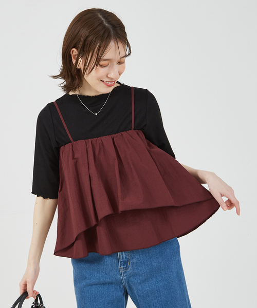 abahouse mavie（アバハウスマヴィ）の「【セットアップ対応】シャイニータフタビスチェ/春服/夏服（キャミソール・レディース・ブラウン/ブラック/グレー・フリー）」の12枚目の写真