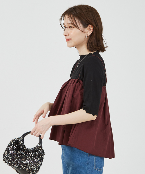 abahouse mavie（アバハウスマヴィ）の「【セットアップ対応】シャイニータフタビスチェ/春服/夏服（キャミソール・レディース・ブラウン/ブラック/グレー・フリー）」の13枚目の写真