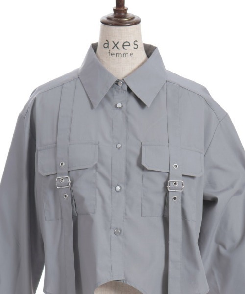 axes femme（アクシーズファム）の「ハトメ使いショートシャツ（シャツ/ブラウス・レディース・グレー/ブルーグリーン/ブラック・FREE）」の19枚目の写真