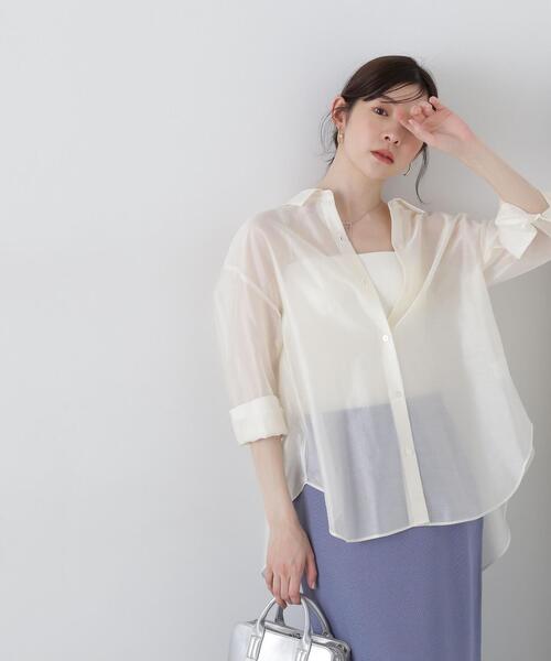 PROPORTION BODY DRESSING（プロポーションボディドレッシング）の「シアーシャーリングブラウス / 1215110503（シャツ/ブラウス・レディース・ブルー/ベージュ/ホワイト・FREE）」の16枚目の写真