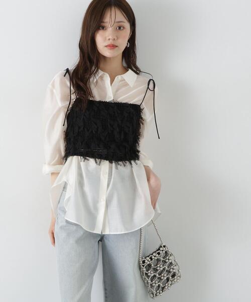 PROPORTION BODY DRESSING（プロポーションボディドレッシング）の「シアーシャーリングブラウス / 1215110503（シャツ/ブラウス・レディース・ブルー/ベージュ/ホワイト・FREE）」の18枚目の写真