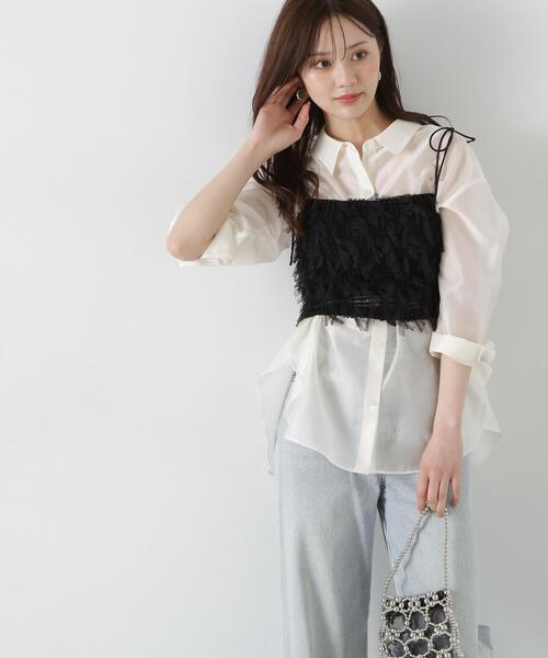 PROPORTION BODY DRESSING（プロポーションボディドレッシング）の「シアーシャーリングブラウス / 1215110503（シャツ/ブラウス・レディース・ブルー/ベージュ/ホワイト・FREE）」の19枚目の写真