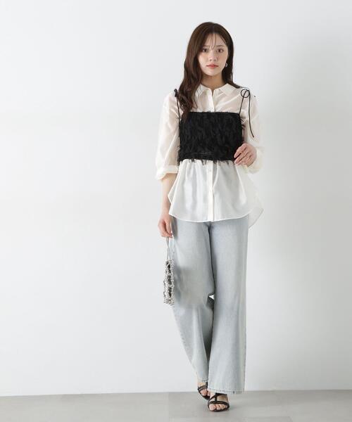 PROPORTION BODY DRESSING（プロポーションボディドレッシング）の「シアーシャーリングブラウス / 1215110503（シャツ/ブラウス・レディース・ブルー/ベージュ/ホワイト・FREE）」の5枚目の写真